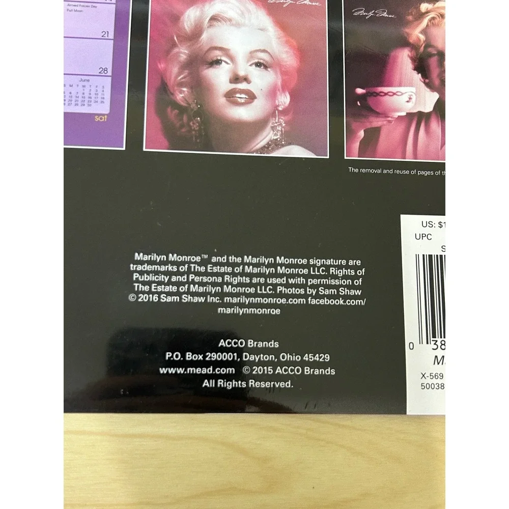 Marilyn Monroe 2016 Wall Calendar 16-Month Day Dream Sam Shaw Photography NEW